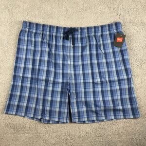Hanes Men's 4XL Blue Grey 2-Pack Woven Stretch Pajama Shorts